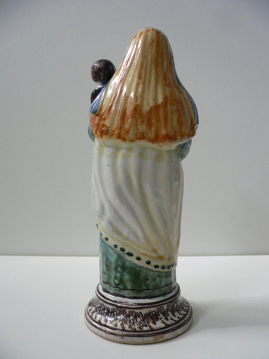 Virgin And Child In Nevers Earthenware Early 19th Century-photo-4