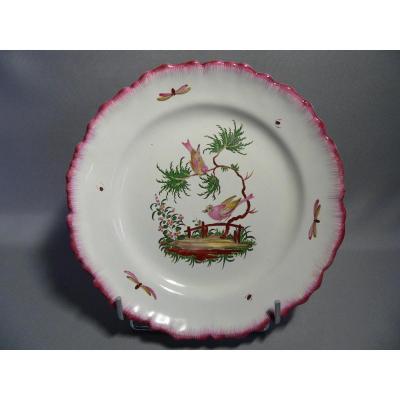 De Luneville Faience Plate In Eighteenth Decor Aux Oiseaux