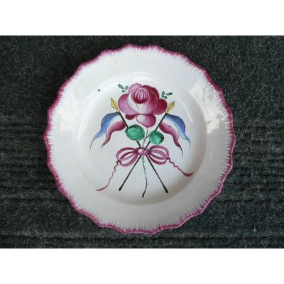 Revolutionary Plate In Earthenware From Islettes XIXth Rose With Two Flags