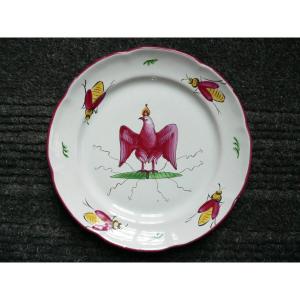 Plate In Earthenware Of Islettes XIXth Eagle With Bees