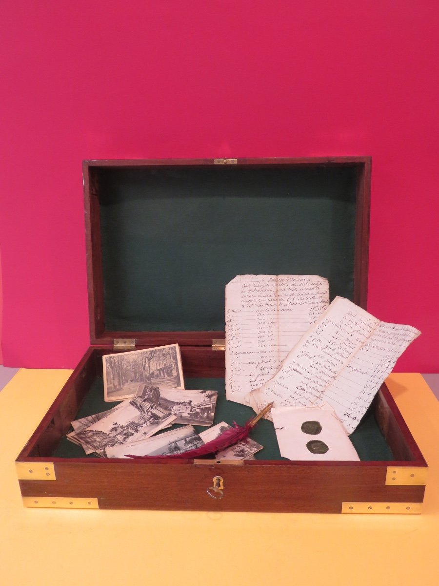 Coffret de marine en acajou et laiton XIX ème-photo-3