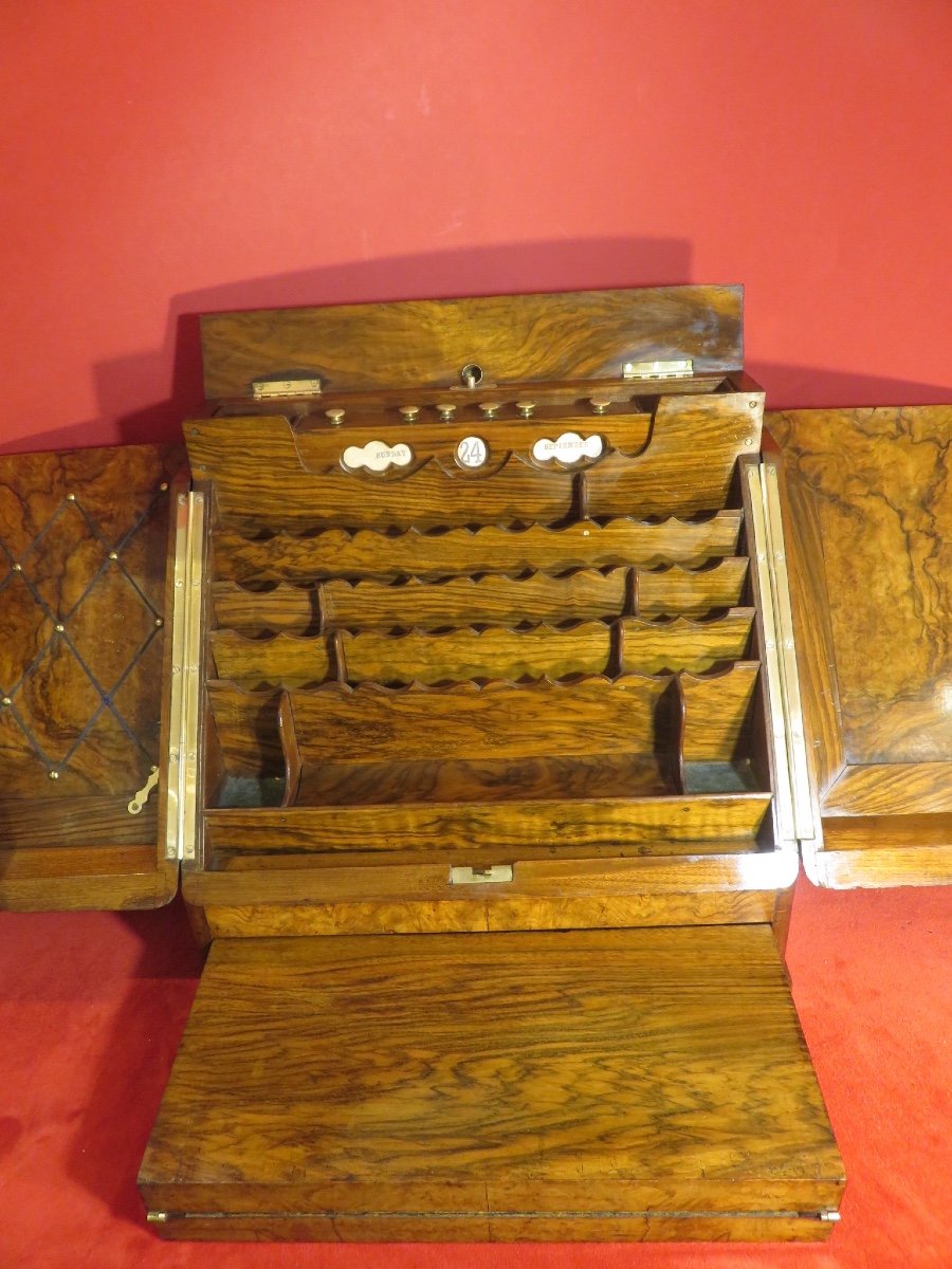 Mail Holder, Mahogany Writing Desk, Original English Lock By J. Bramah 1748 - 1814-photo-2