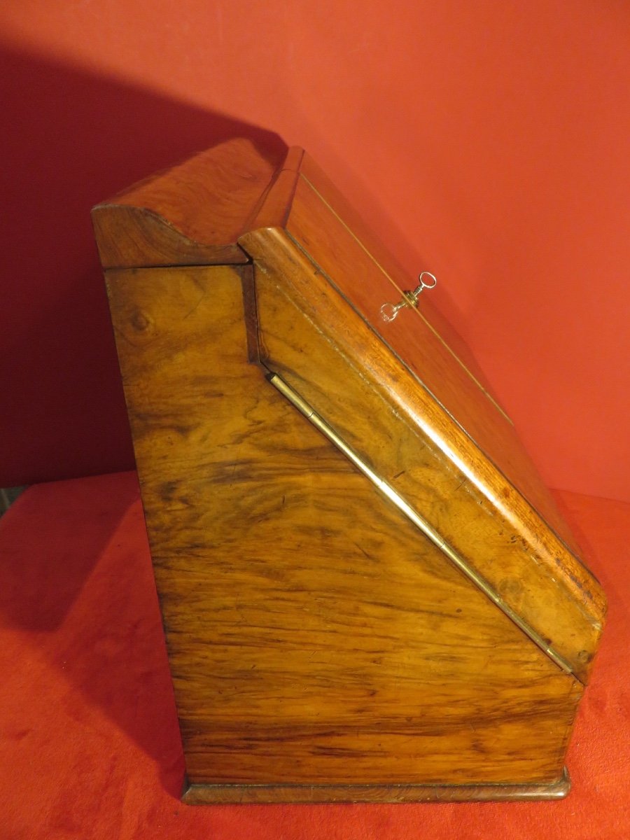 Mail Holder, Mahogany Writing Desk, Original English Lock By J. Bramah 1748 - 1814-photo-3