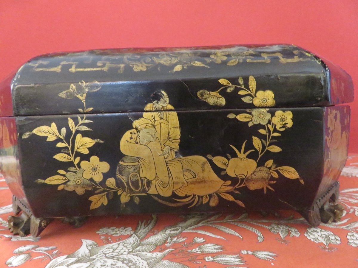 Large Chinese Games Box, For English Export, In XIX Canton Lacquer-photo-6