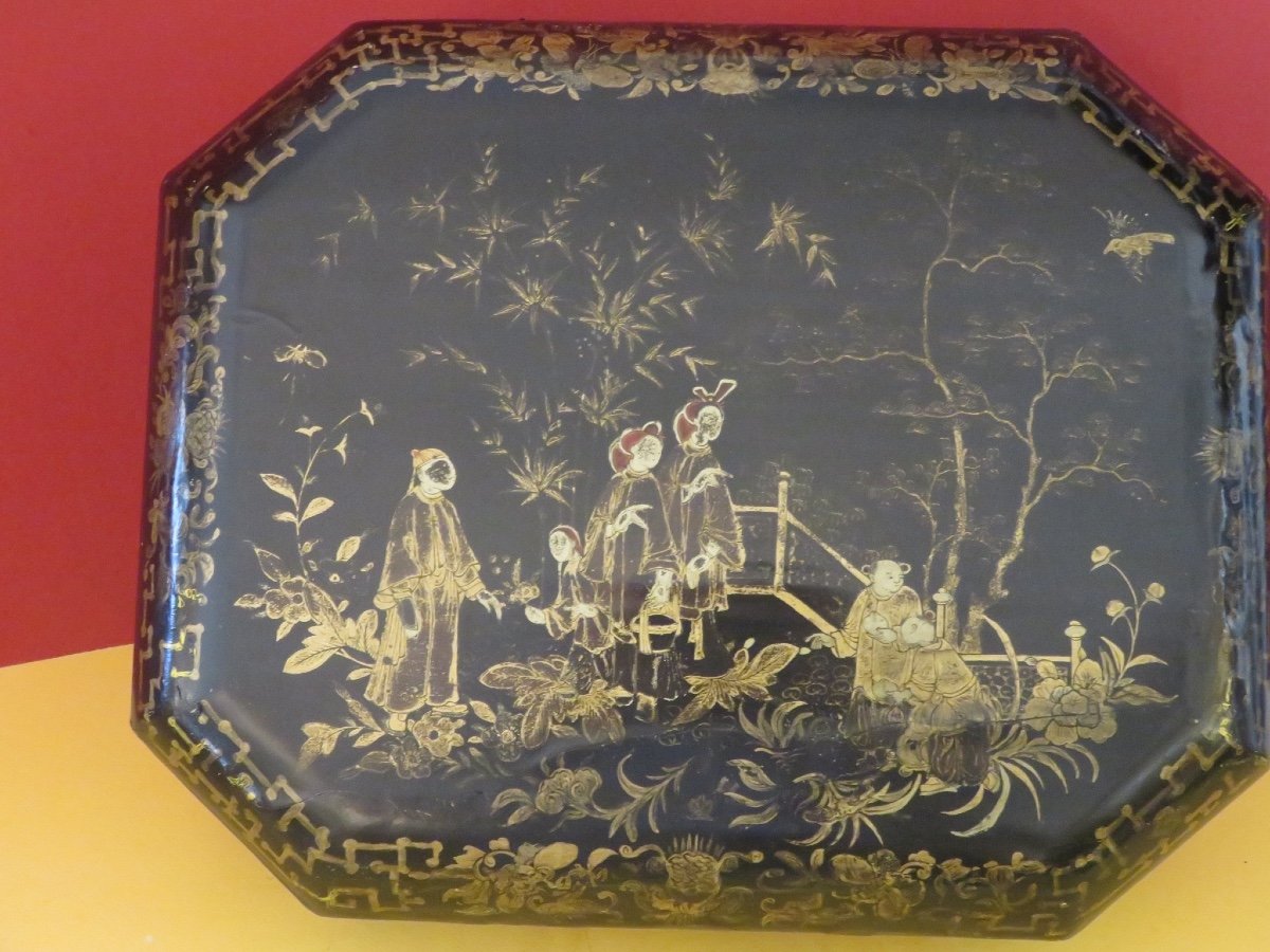 Large Chinese Games Box, For English Export, In XIX Canton Lacquer-photo-7