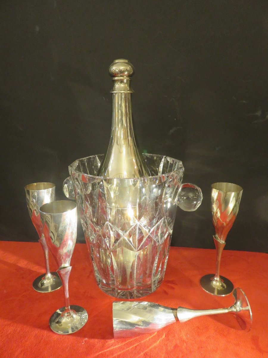 20th Century Cut Crystal Champagne Bucket-photo-3