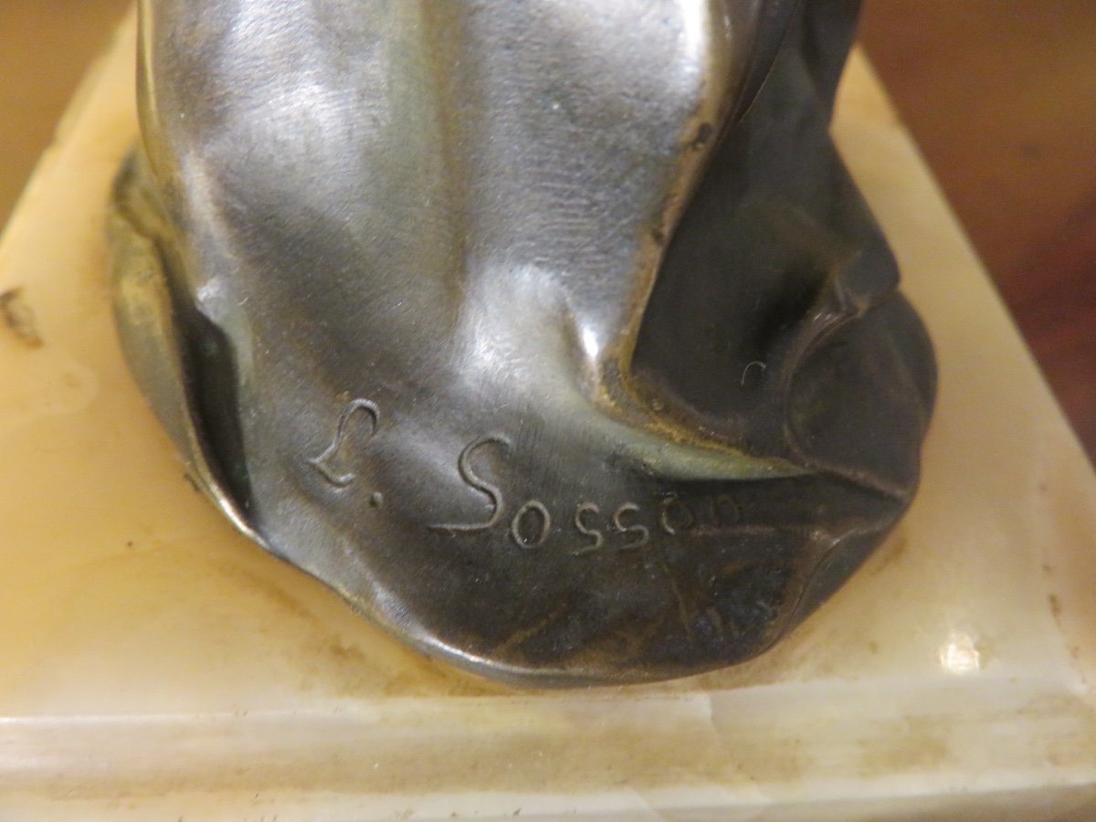 Bronze "woman With Ringlets" Signed Louis Sosson-photo-4