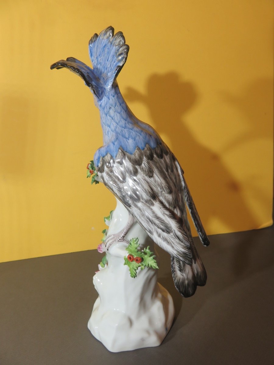 Oiseau huppé en porcelaine polychrome  ( hauteur 30,5 cm ) marque de Samson -photo-1