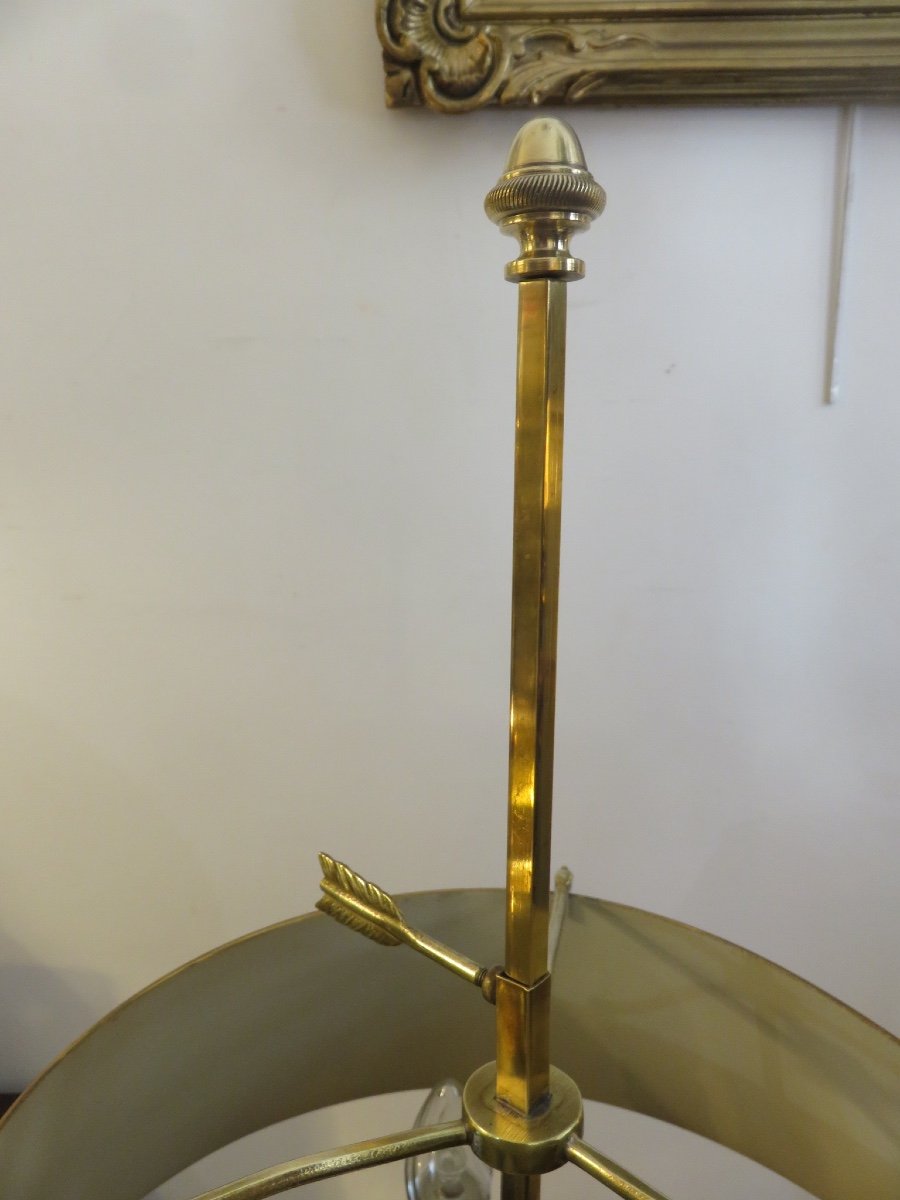 Lampe bouillotte à cinq bras de lumières en bronze doré XXème-photo-2