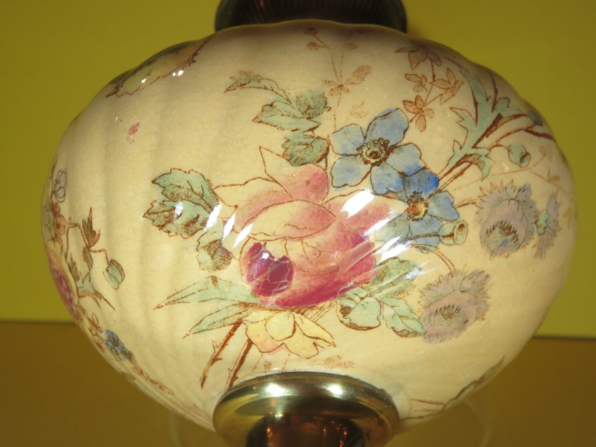 Gien Earthenware Oil Lamp End XIX-photo-3