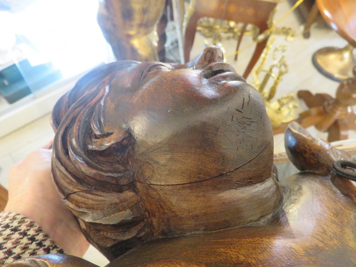 20th Century Carved Wooden Angel Head-photo-4