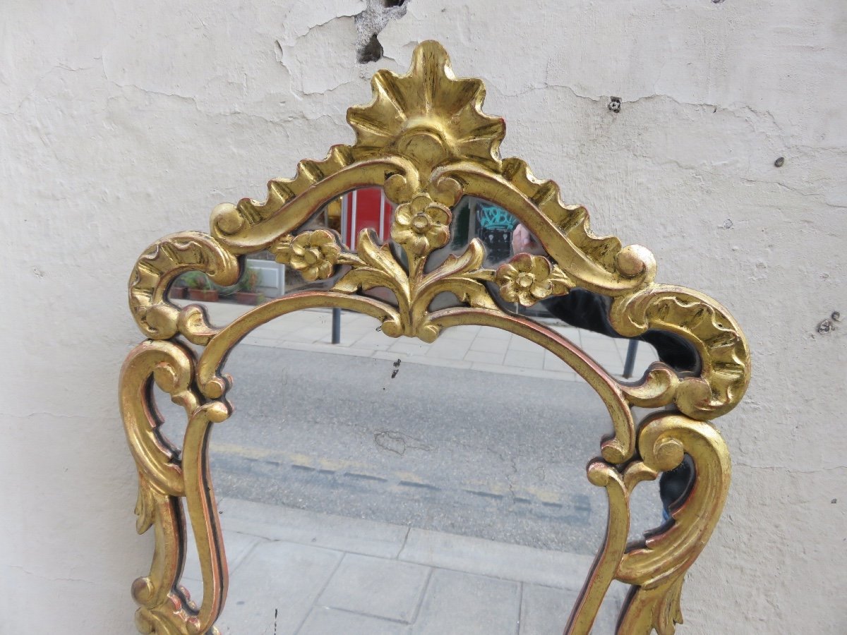 Miroir à parecloses en bois sculpté et doré  ,  (Hauteur 85 cm )  XIX ème-photo-3