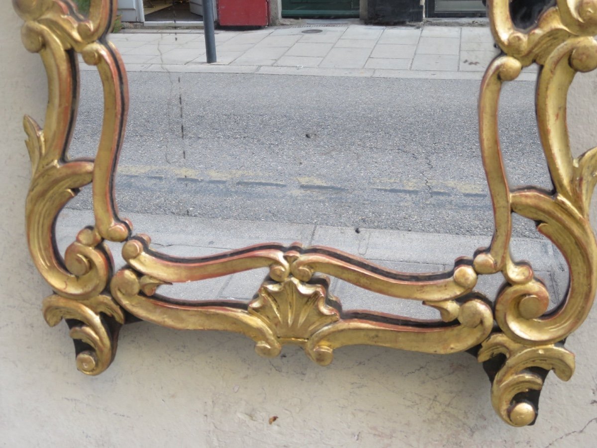 Miroir à parecloses en bois sculpté et doré  ,  (Hauteur 85 cm )  XIX ème-photo-4