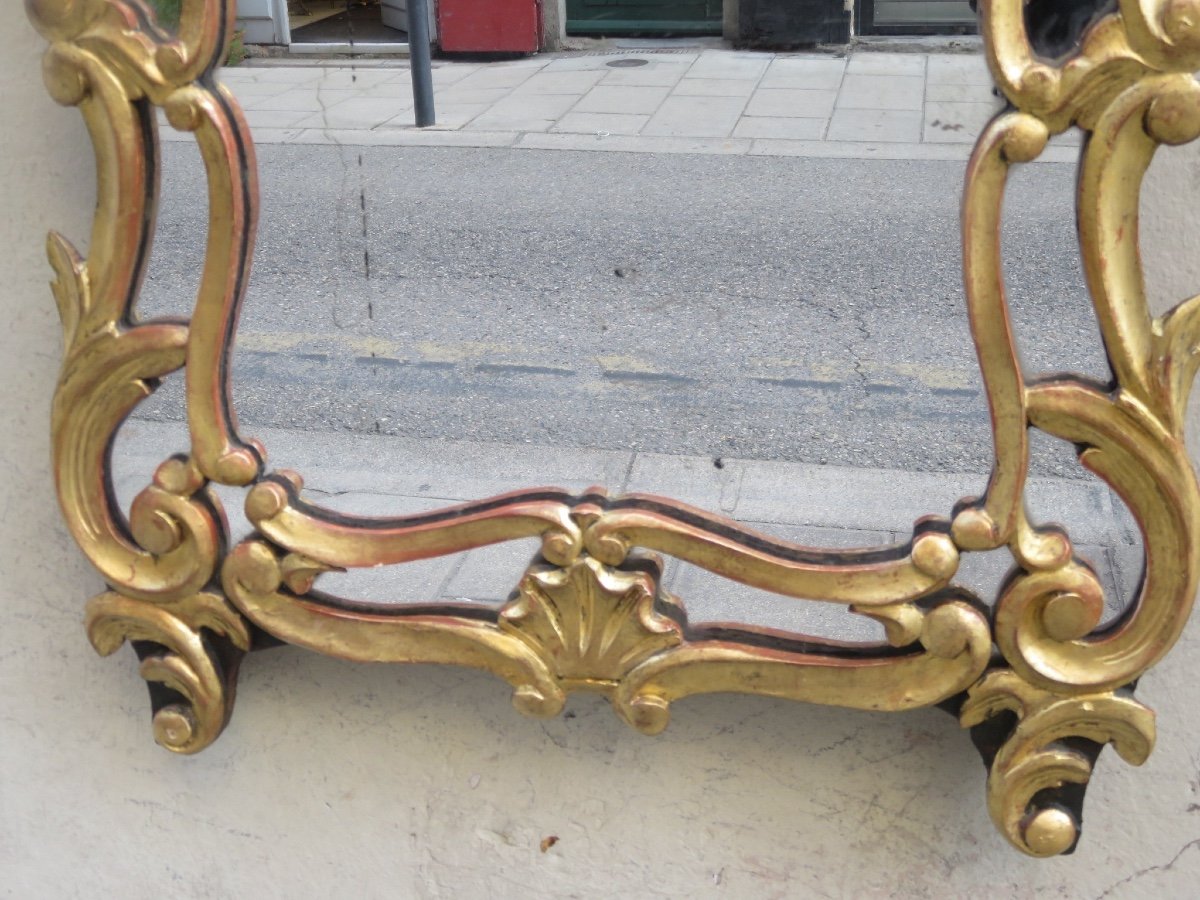 Mirror With Glazing Beads In Carved And Gilded Wood, (height 85 Cm) XIX Th-photo-4