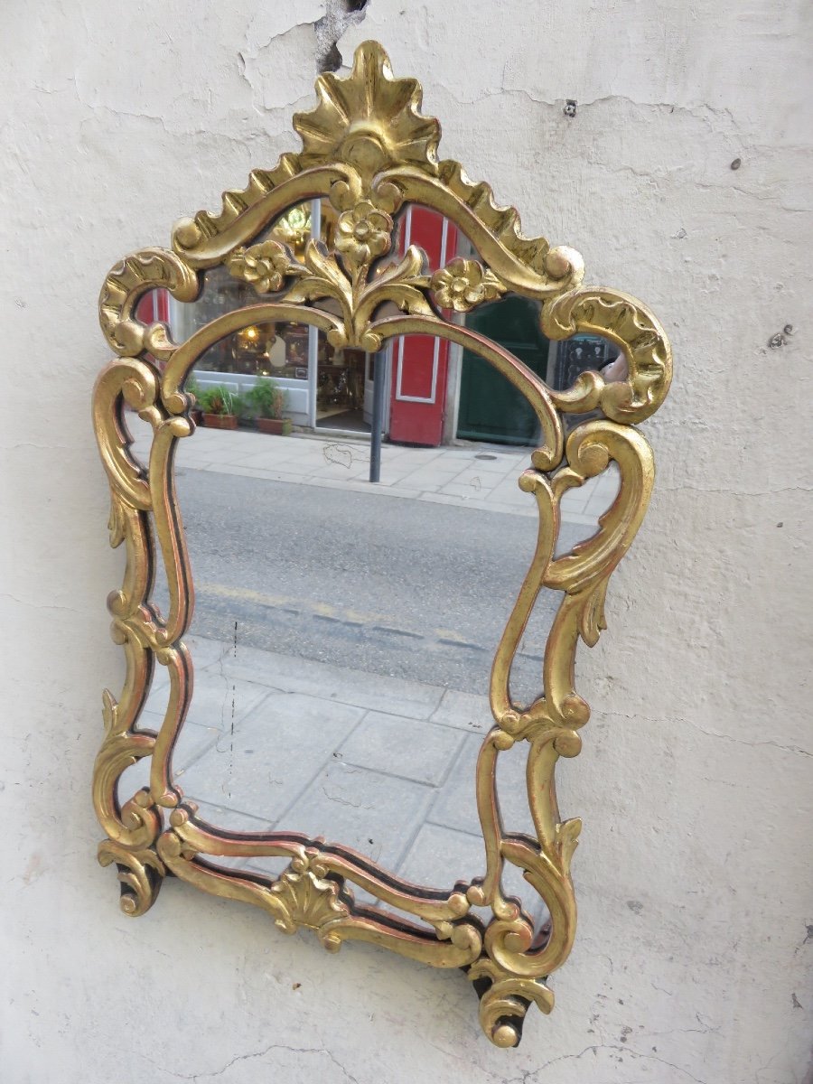 Miroir à parecloses en bois sculpté et doré  ,  (Hauteur 85 cm )  XIX ème-photo-3