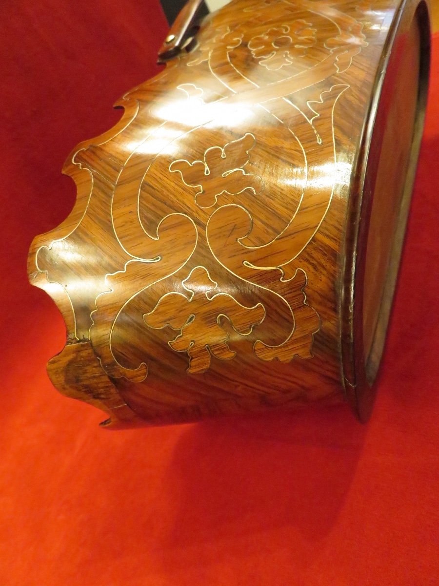 Tableware Object By R. Magnin Lyon, Decorative Basket In Wood And Brass 19th Century-photo-4