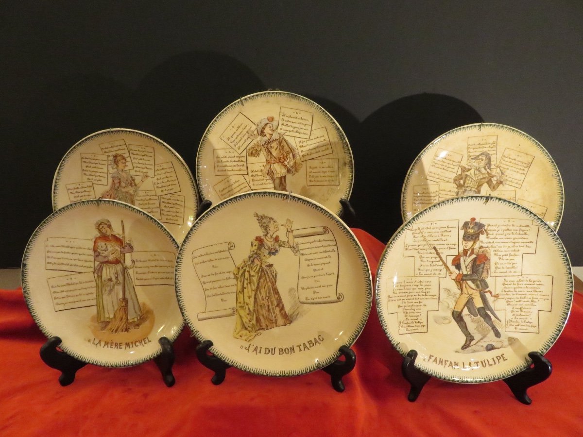 Six Fine Earthenware Plates Called "talking": Popular Songs Choisy Le Roi
