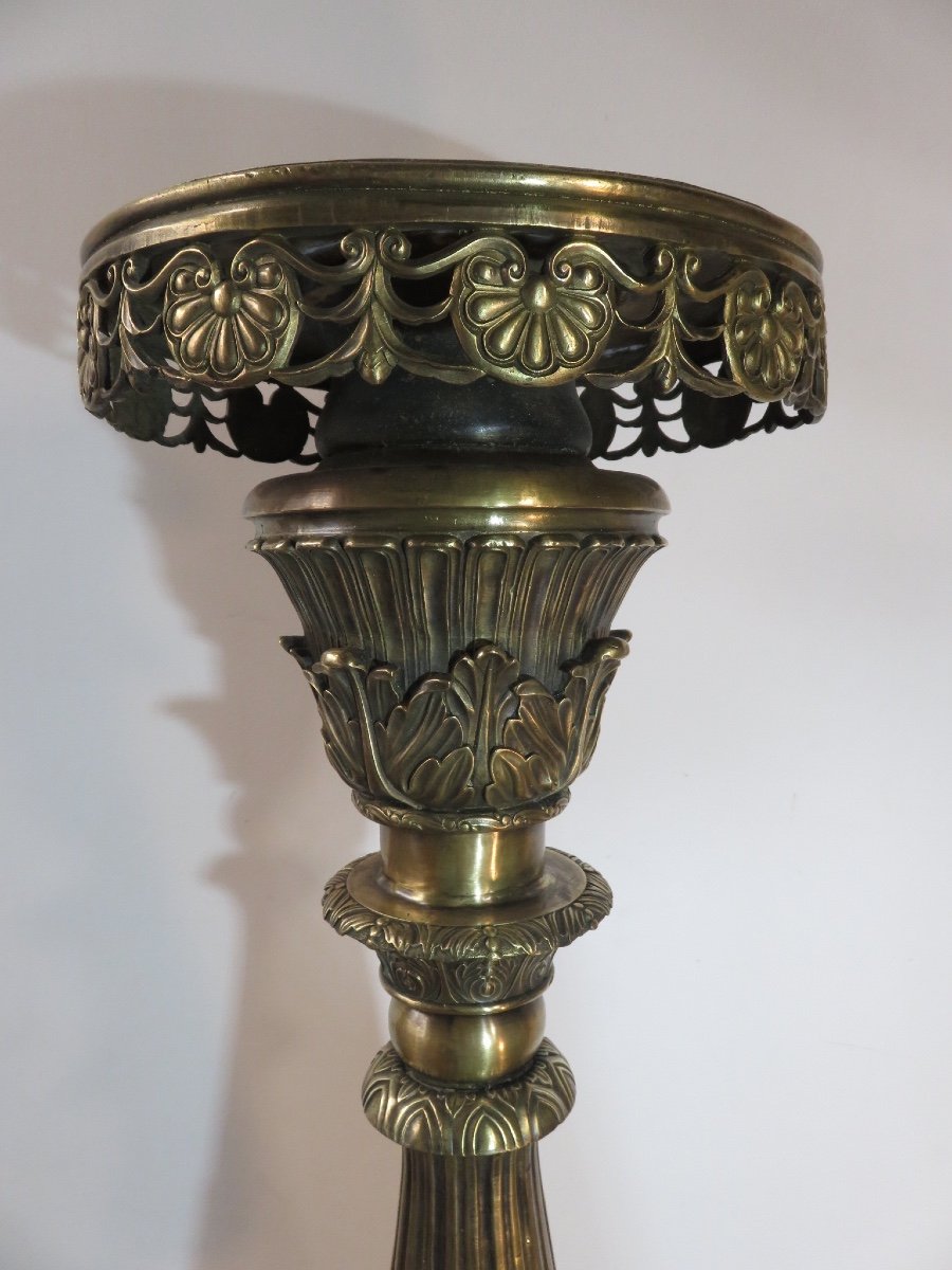 Bronze Bolster Decorated With Three Napoleon III Style Man Heads, Early 20th Century-photo-1