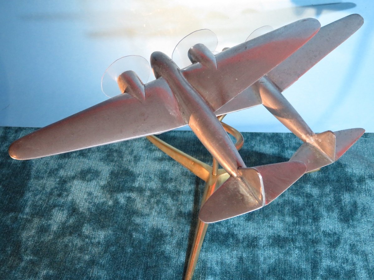Double Avions En Fonte d'Aluminium Orientables Art Déco-photo-1