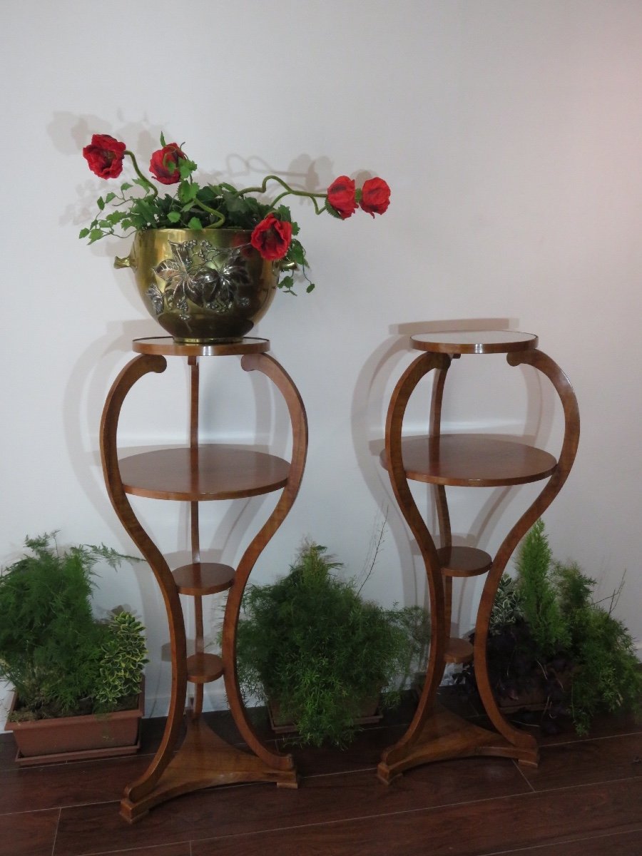 Pair Of Large Saddles (ht: 1.27 M) In Cherry Wood, Curved Shape, With Four Trays-photo-8
