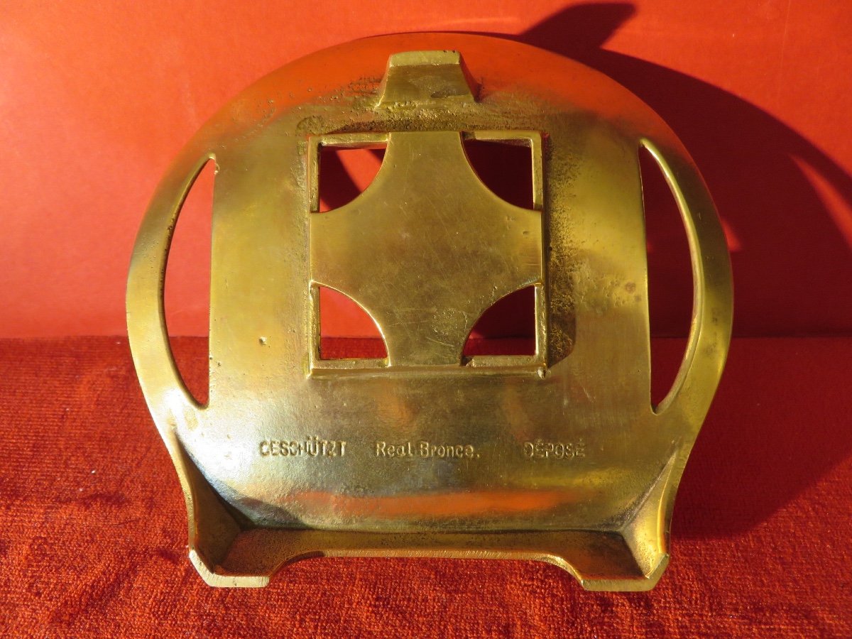Art Deco Inkwell In Bronze And Crystal Signed Lalique France-photo-1