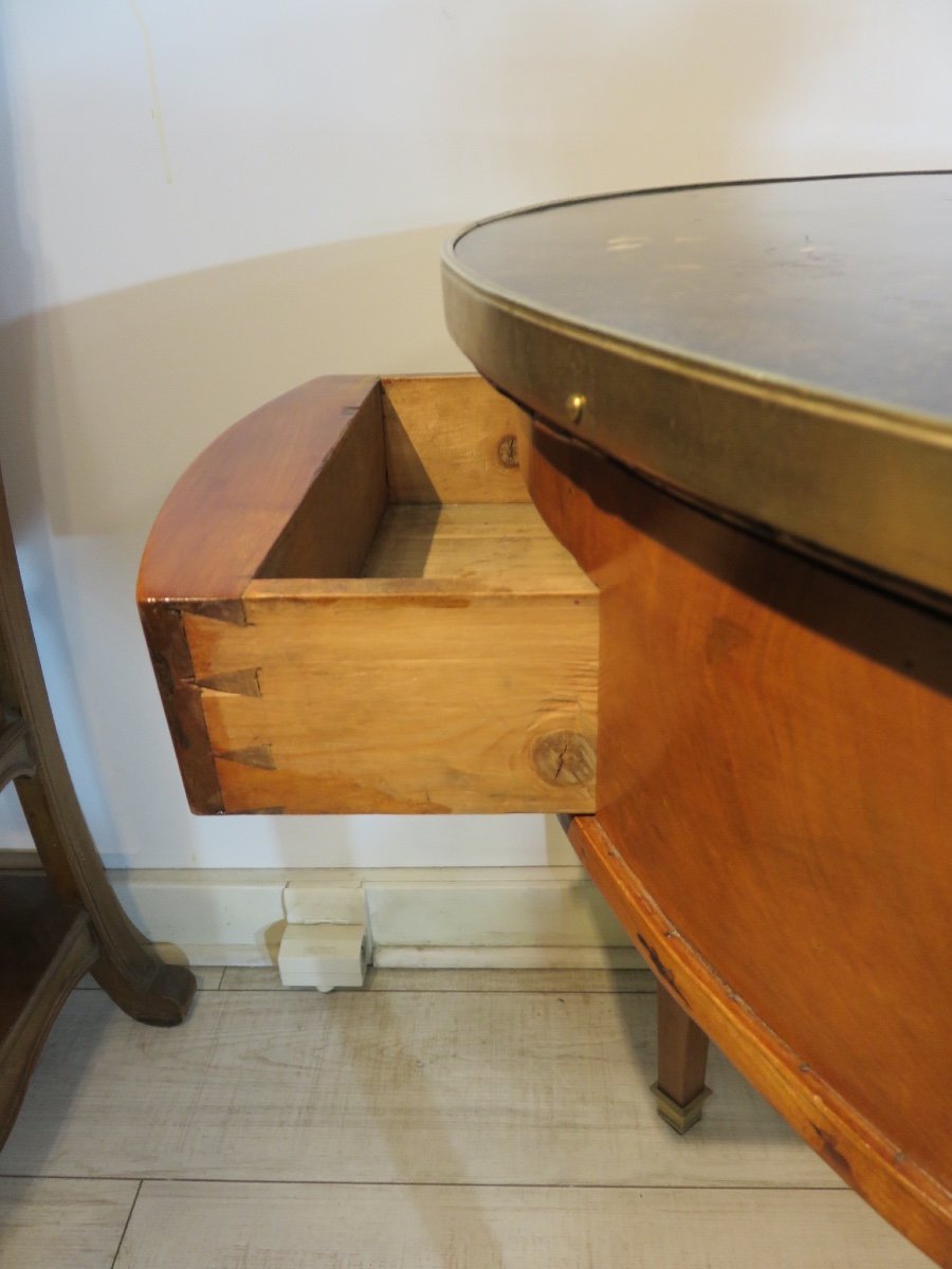 Hot Water Bottle Table In Walnut, Top In Black Stone From Tournai, Early 19th Century-photo-2