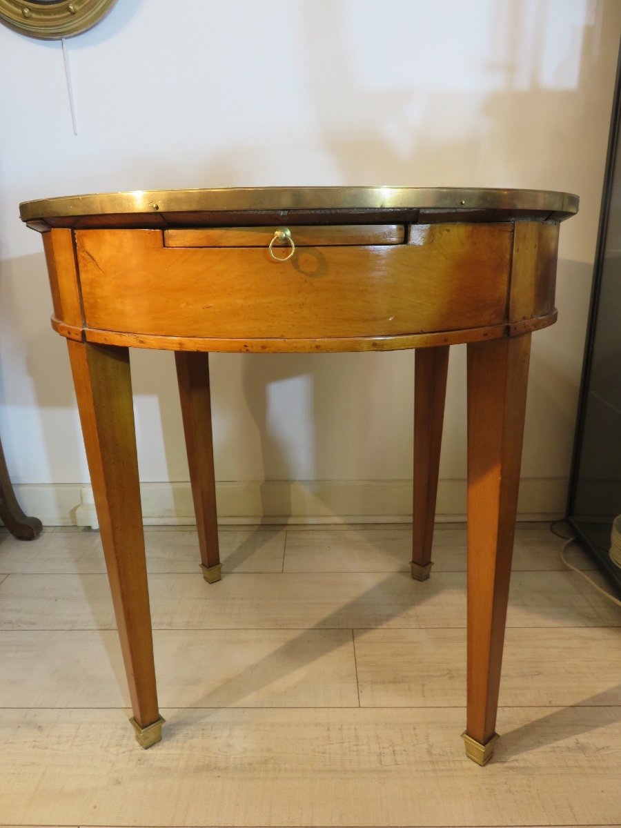 Hot Water Bottle Table In Walnut, Top In Black Stone From Tournai, Early 19th Century-photo-3