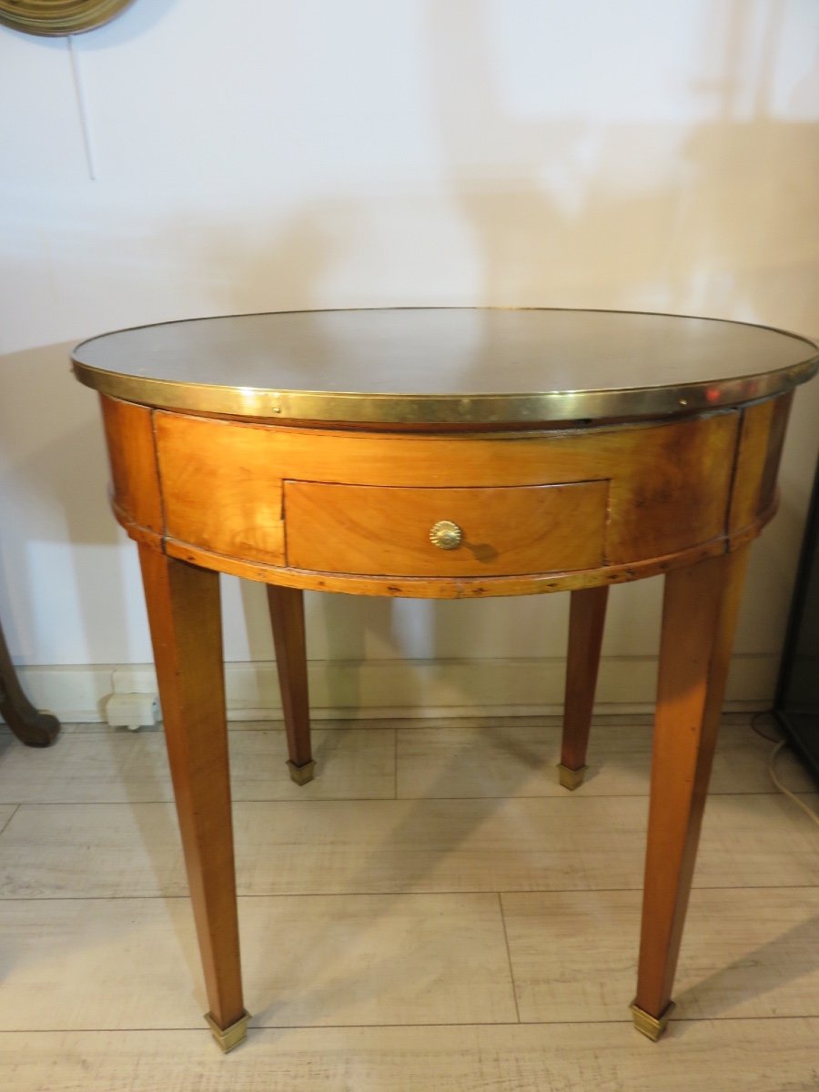 Hot Water Bottle Table In Walnut, Top In Black Stone From Tournai, Early 19th Century-photo-5