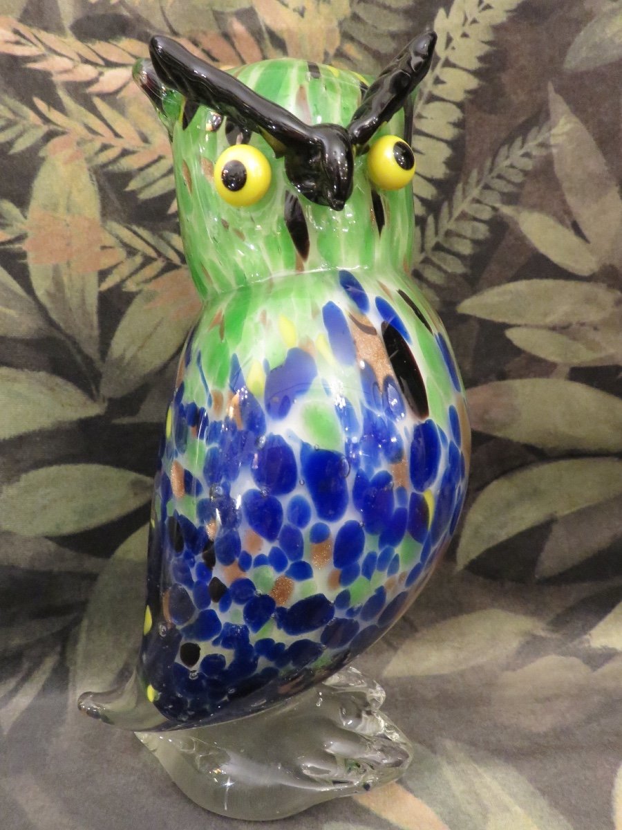 Murano Polychrome Glass Owl 20th Century