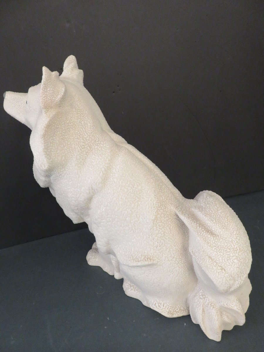 Pomeranian Loulou: Spitz In “crispée” White Ceramic, Vinsare Manufacture In Sèvres -photo-3