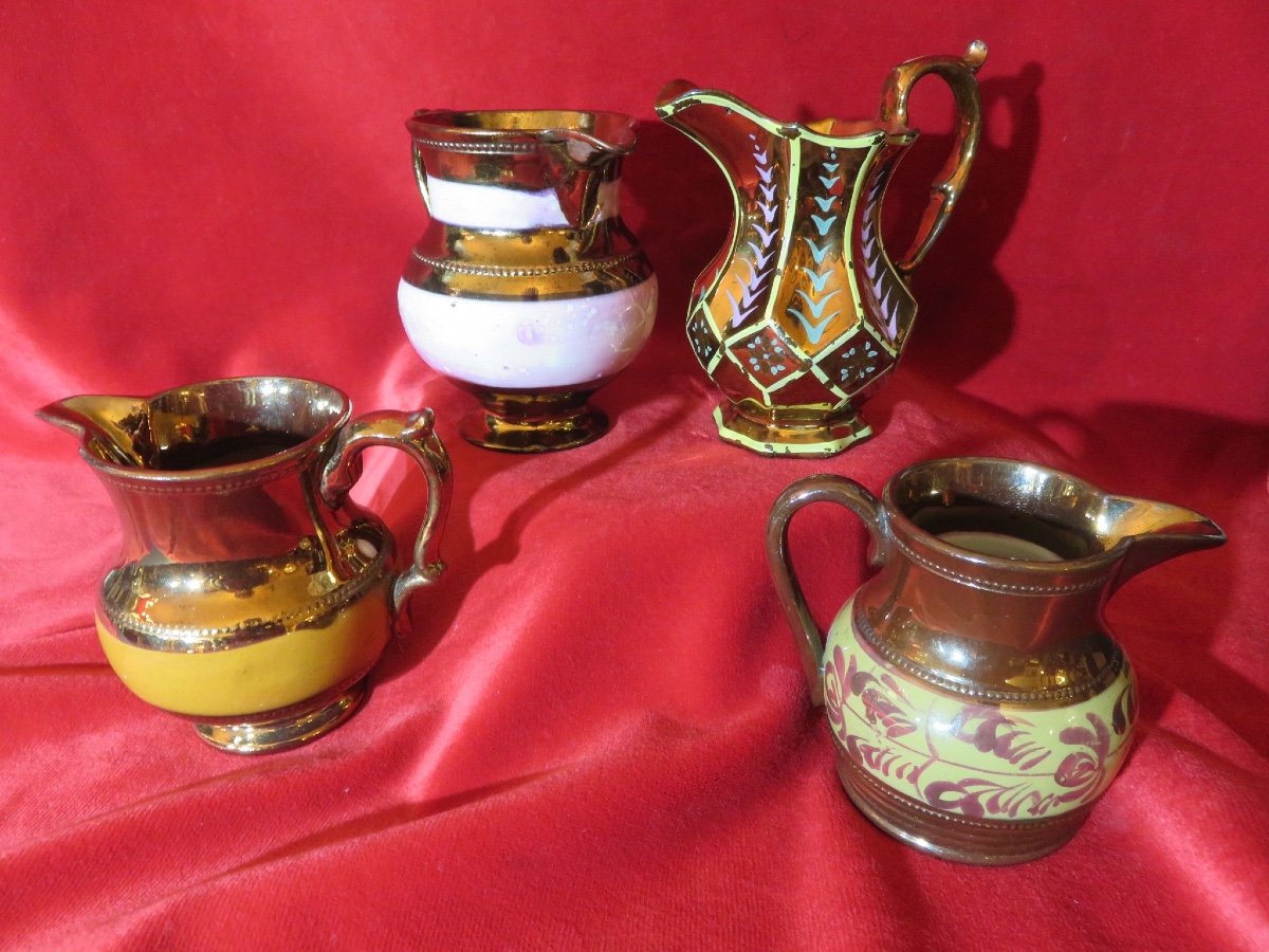 Four Milk Pots In Glossy English Earthenware From Jersey 19th Century-photo-7