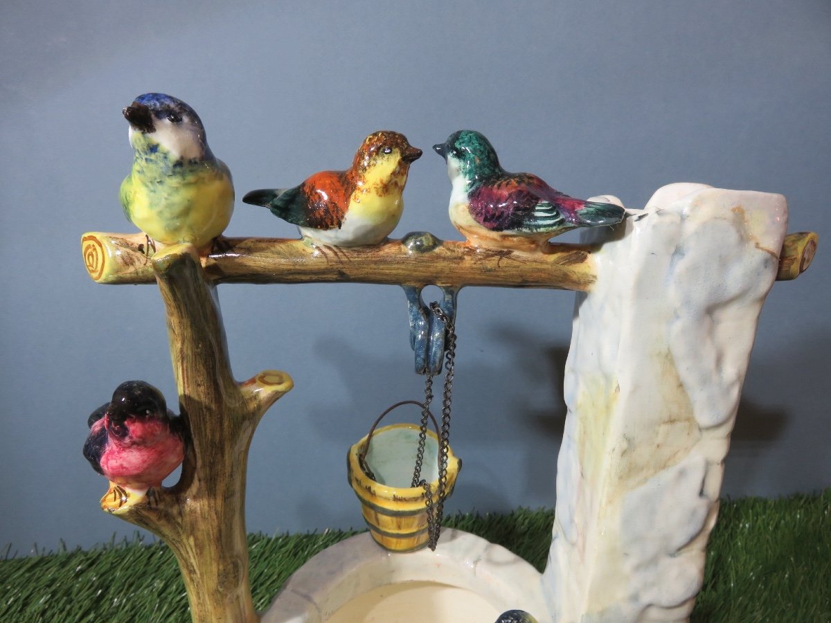 Delphin Massier ( 1836 - 1907 )  Jardinière :  Le Puit Aux Oiseaux Signé Sous La Pièce -photo-4