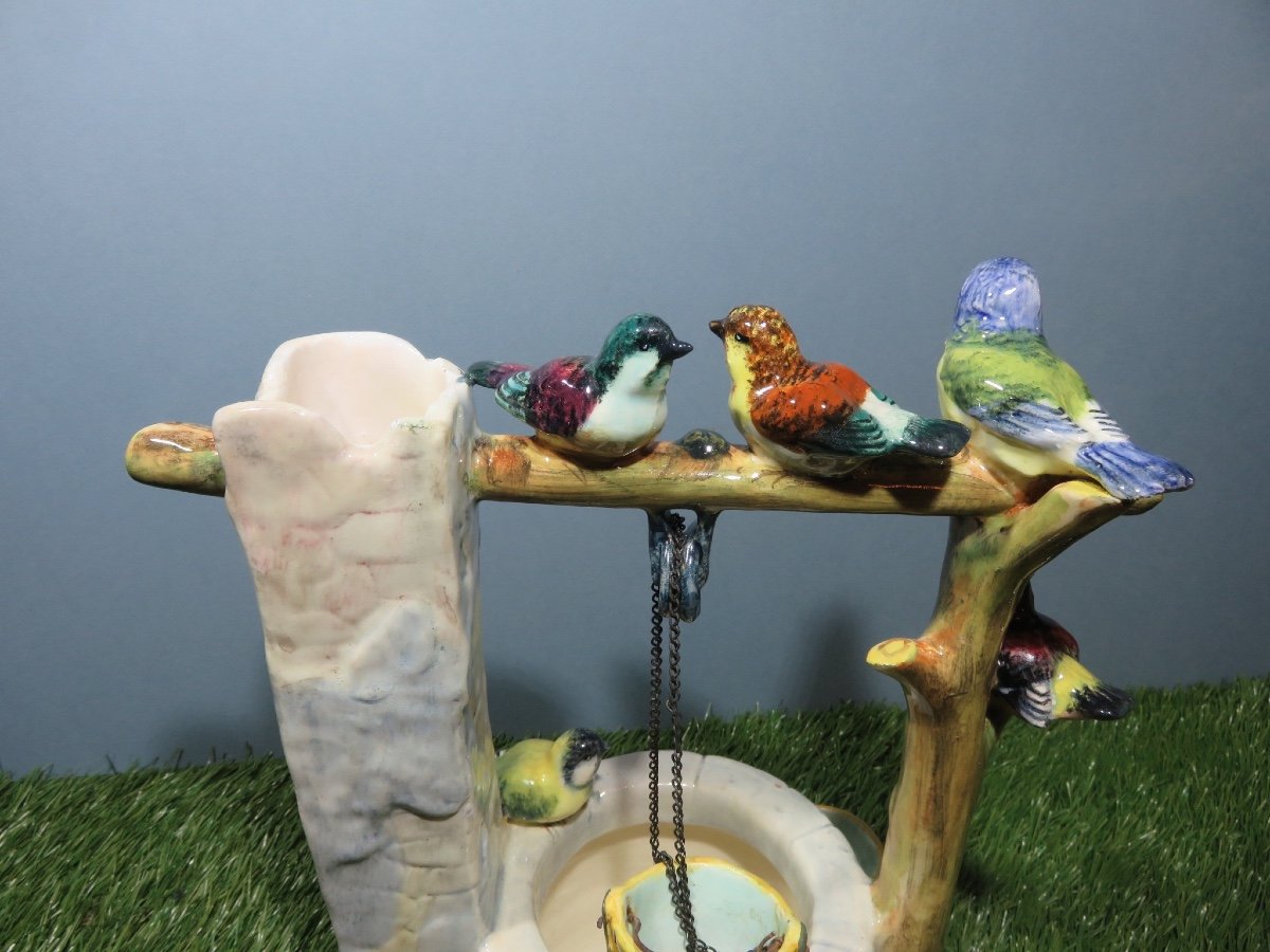 Delphin Massier ( 1836 - 1907 )  Jardinière :  Le Puit Aux Oiseaux Signé Sous La Pièce -photo-7