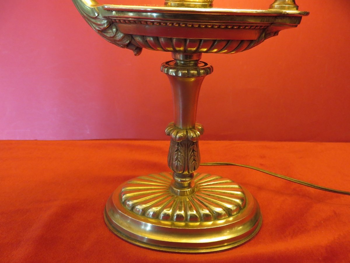 Bouillotte Lamp In Gilded Bronze With Griffin Head 20th Century-photo-3