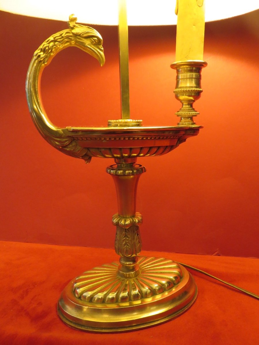Bouillotte Lamp In Gilded Bronze With Griffin Head 20th Century-photo-1