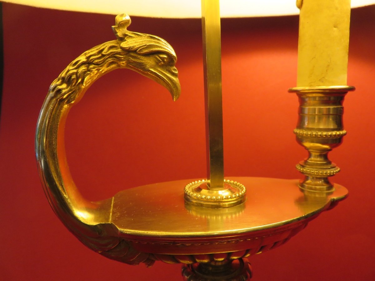 Bouillotte Lamp In Gilded Bronze With Griffin Head 20th Century-photo-2