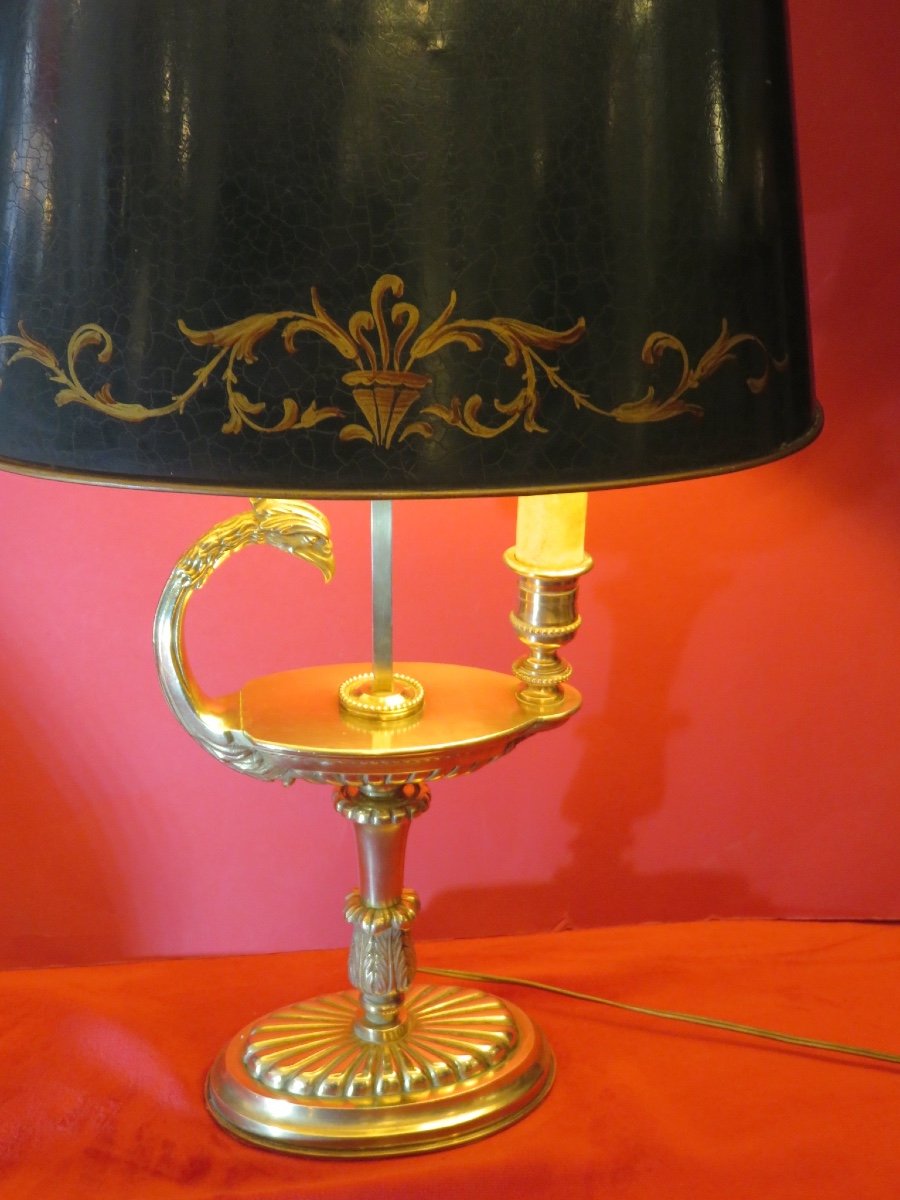 Bouillotte Lamp In Gilded Bronze With Griffin Head 20th Century-photo-4