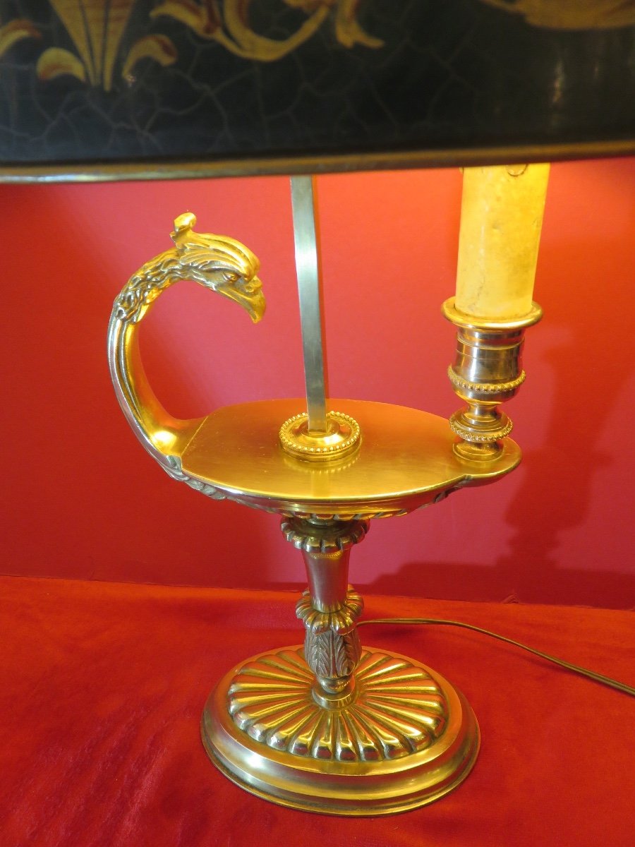 Bouillotte Lamp In Gilded Bronze With Griffin Head 20th Century-photo-5