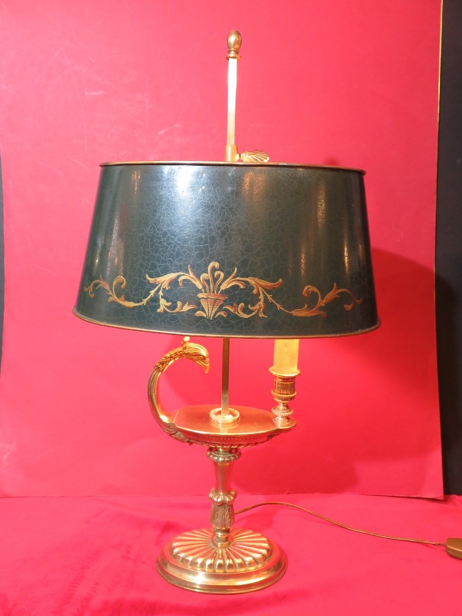 Bouillotte Lamp In Gilded Bronze With Griffin Head 20th Century-photo-7