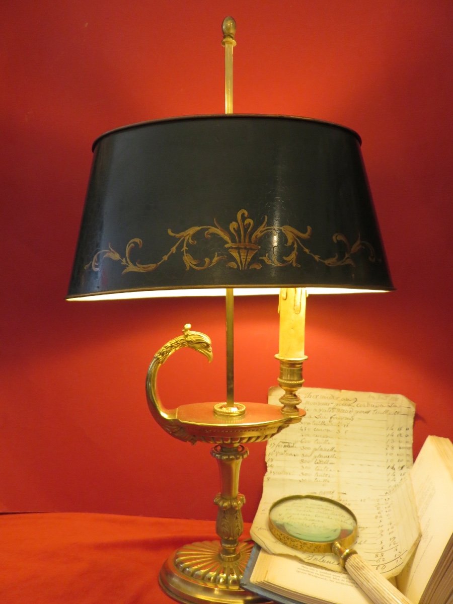 Bouillotte Lamp In Gilded Bronze With Griffin Head 20th Century-photo-8