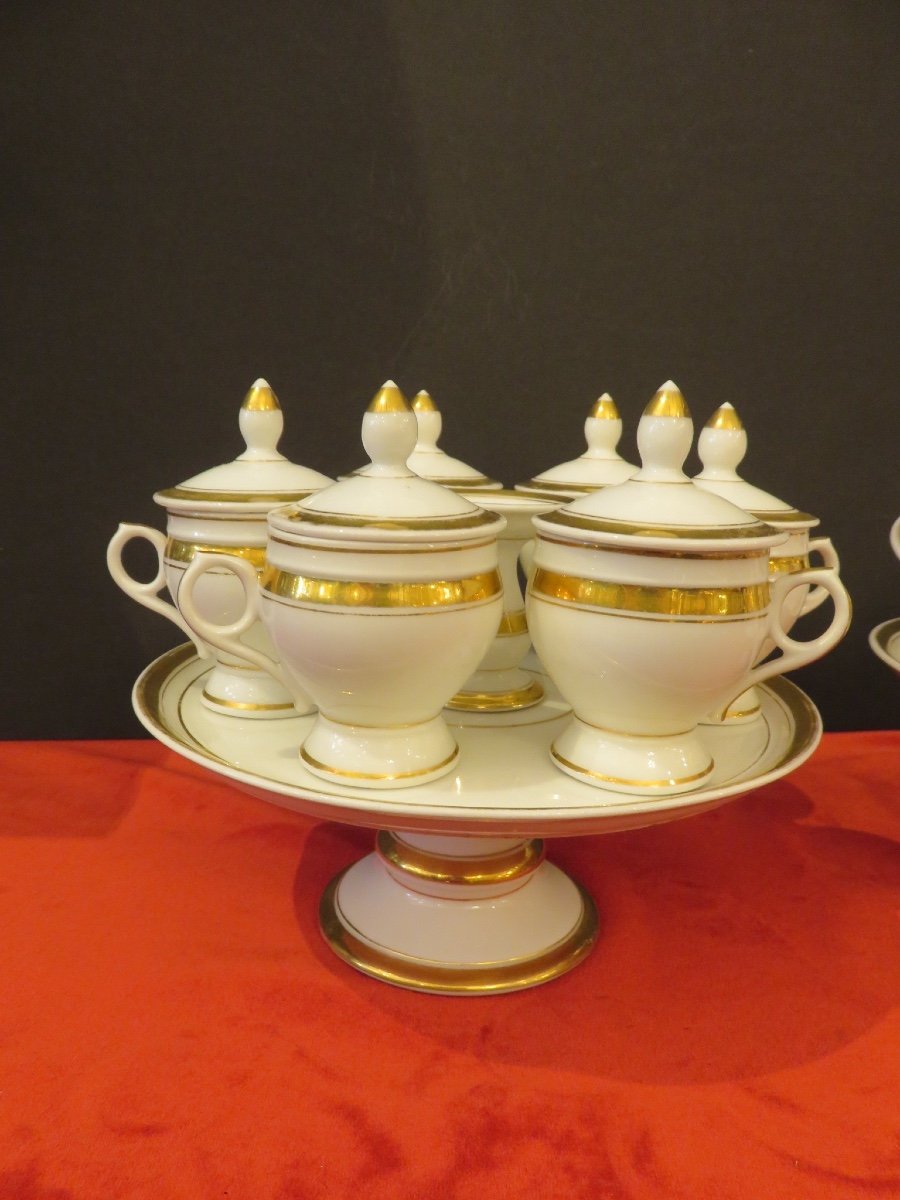 Deux service à crème en porcelaine de Paris ( deux supports ,et douze pots couverts ) XIX ème-photo-2