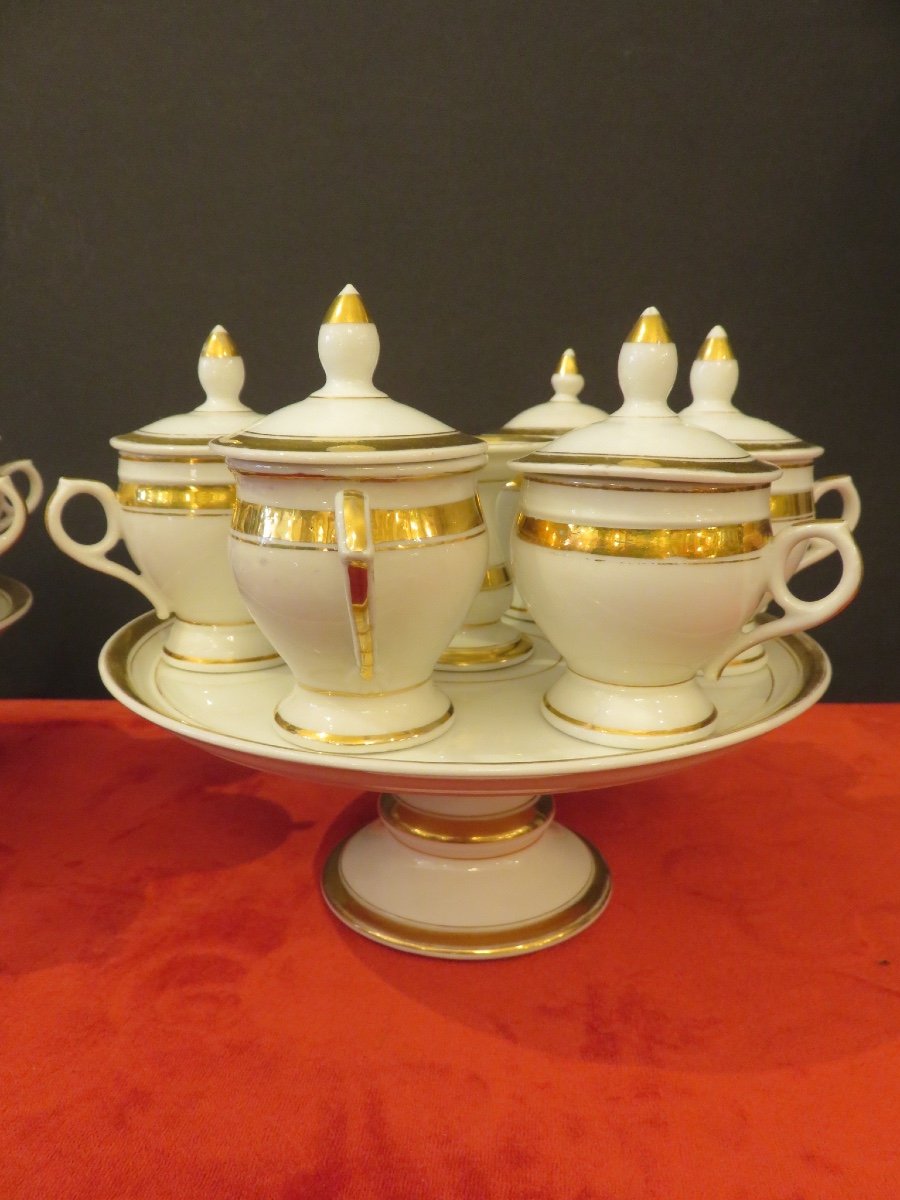 Deux service à crème en porcelaine de Paris ( deux supports ,et douze pots couverts ) XIX ème-photo-3