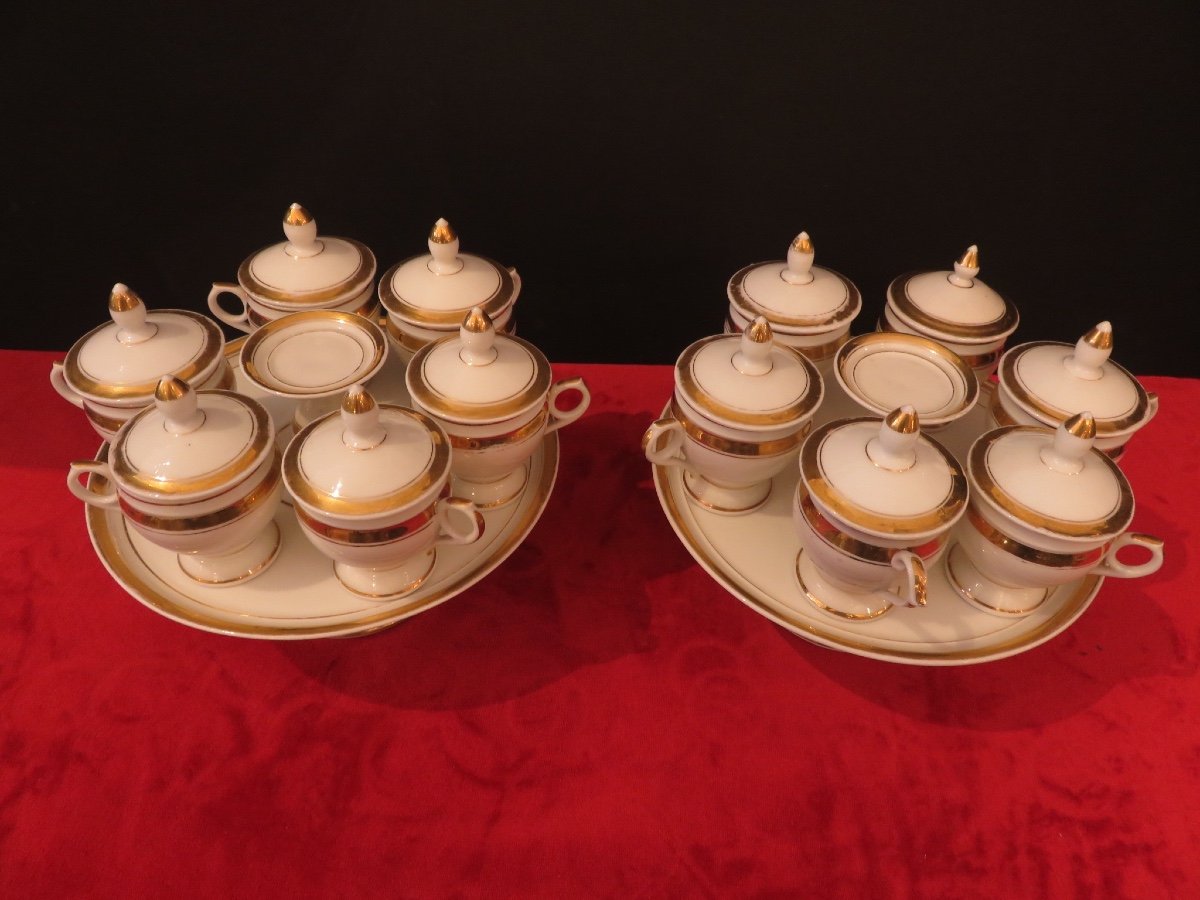 Deux service à crème en porcelaine de Paris ( deux supports ,et douze pots couverts ) XIX ème-photo-5