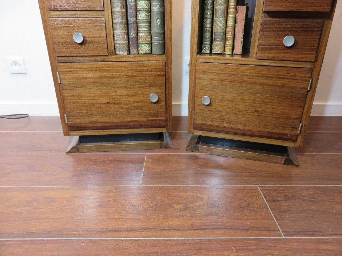 Paire de chevets en palissandre et acajou  , marbre Portor  ,  d'époque Art Déco -photo-5