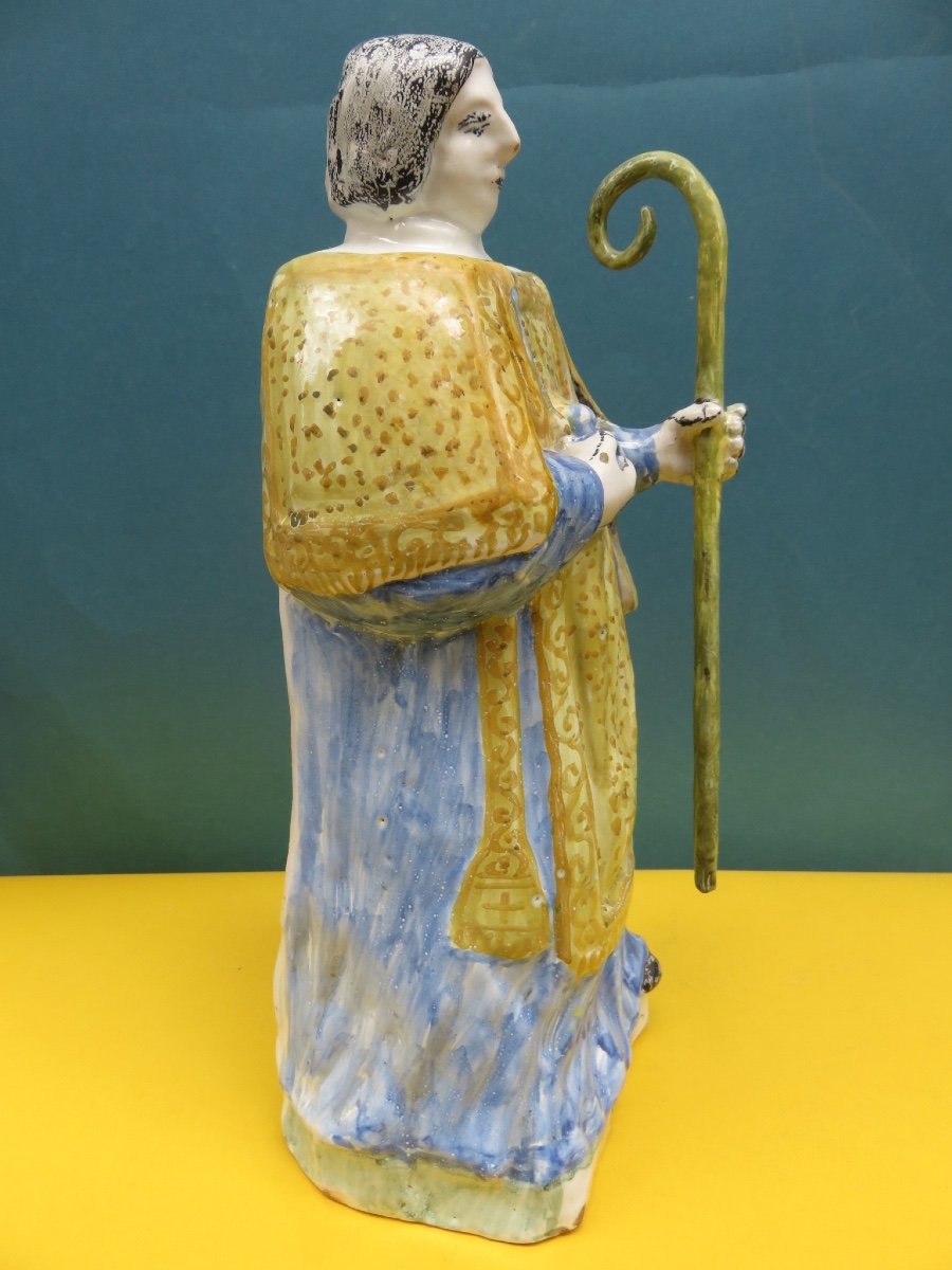 Saint Etienne ,statue Religieuse En Faïence Polychrome De Nevers Grand Saint De Dévotion XVIII -photo-1