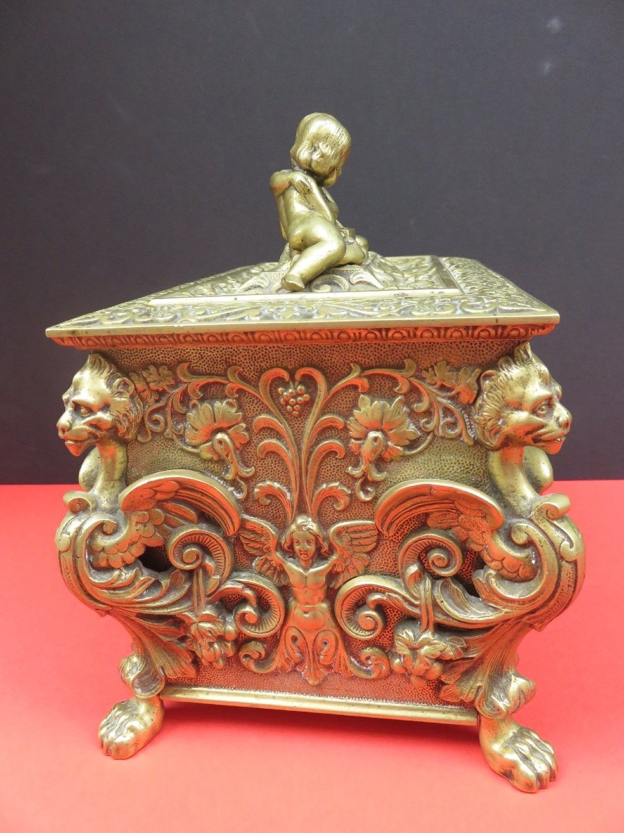 Coffret à bijoux en bronze doré d'époque Napoléon III-photo-3