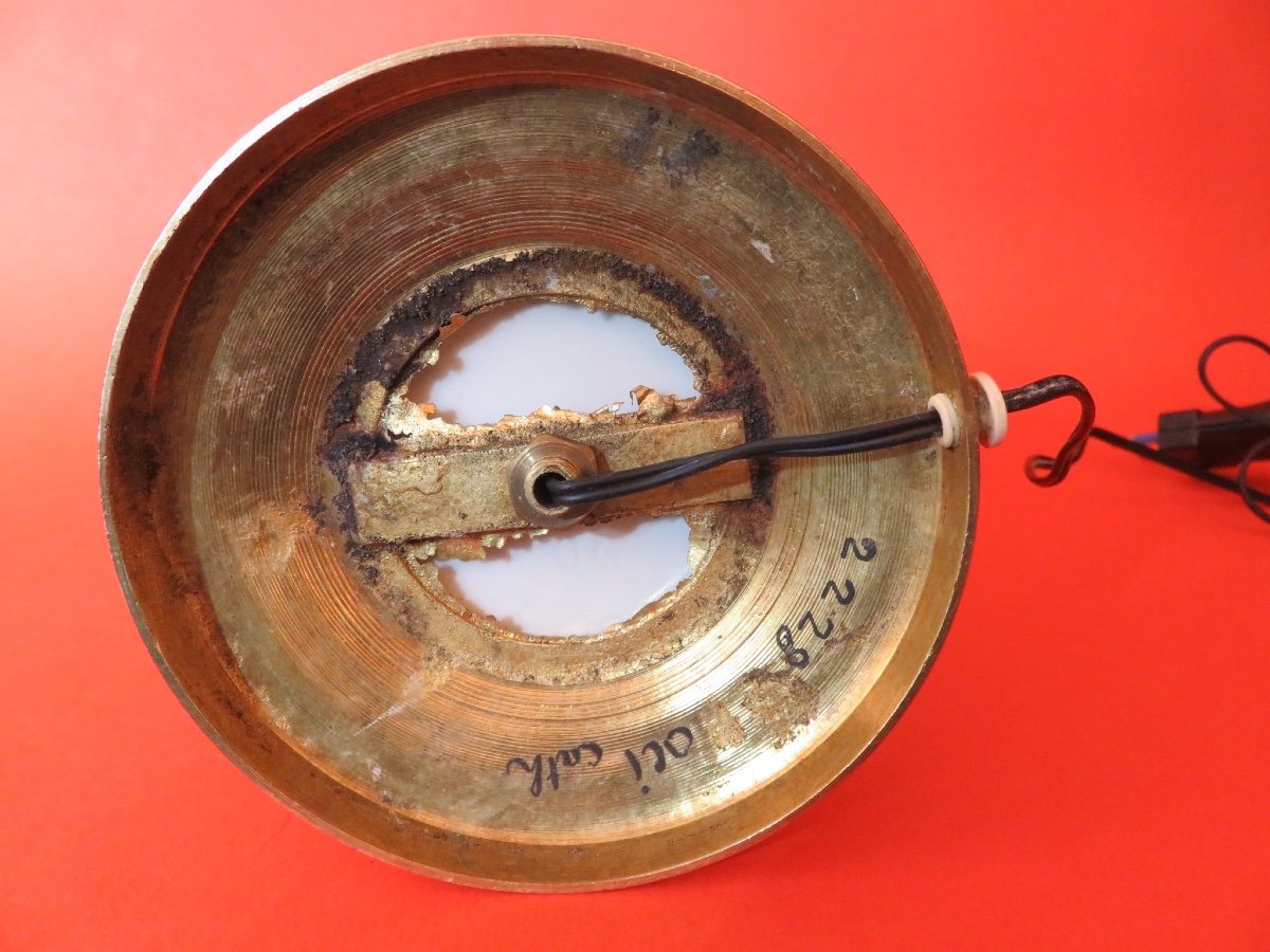 Lampe en céramique peinte , monture en bronze doré , époque Art Déco -photo-6