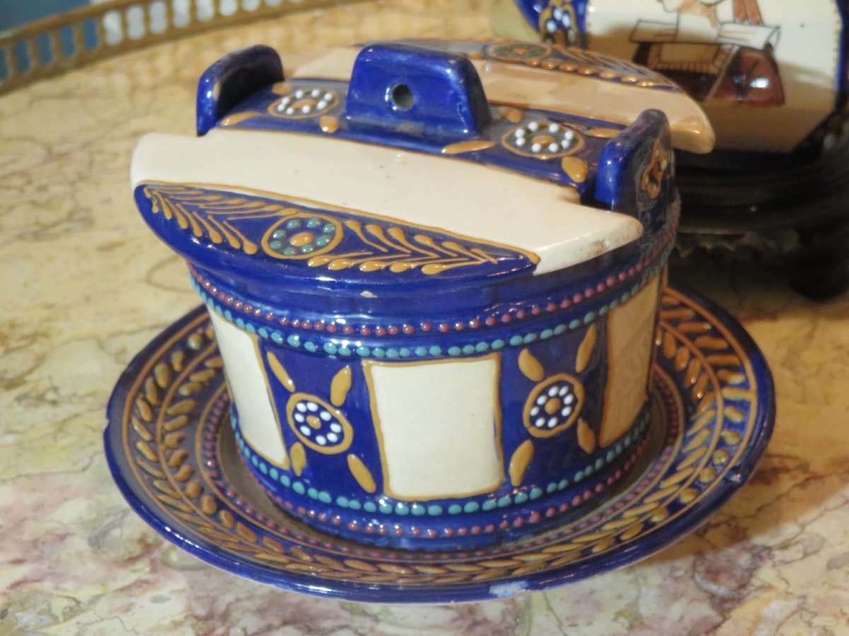 Service à thé en faïence polychrome signé HB Quimper -photo-4