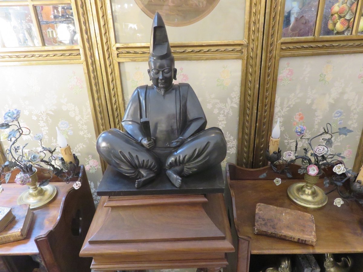 Bronze Statue Of The Shogun Minamoto No Yoritomo (1147-1199) (height: 33 Cm) 20th Century-photo-1