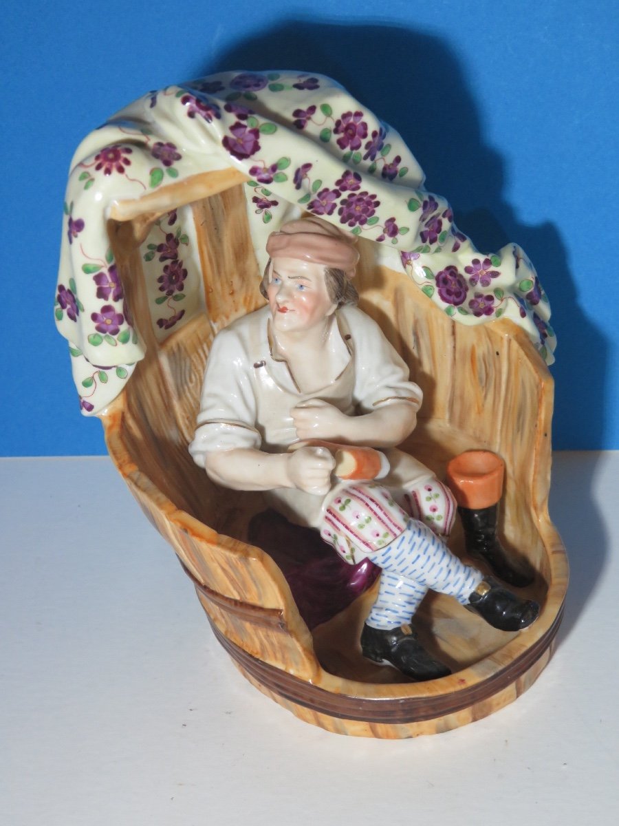 "the Cobbler" Polychrome Earthenware Subject From Lorraine Niderviller? 19th Century-photo-6